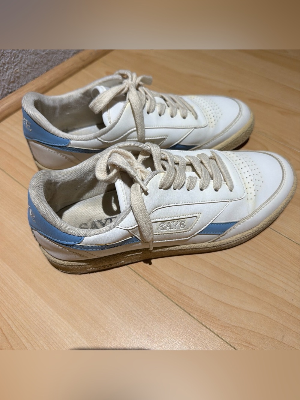 Saye Women's Low-Top Sneaker in White and Light Blue